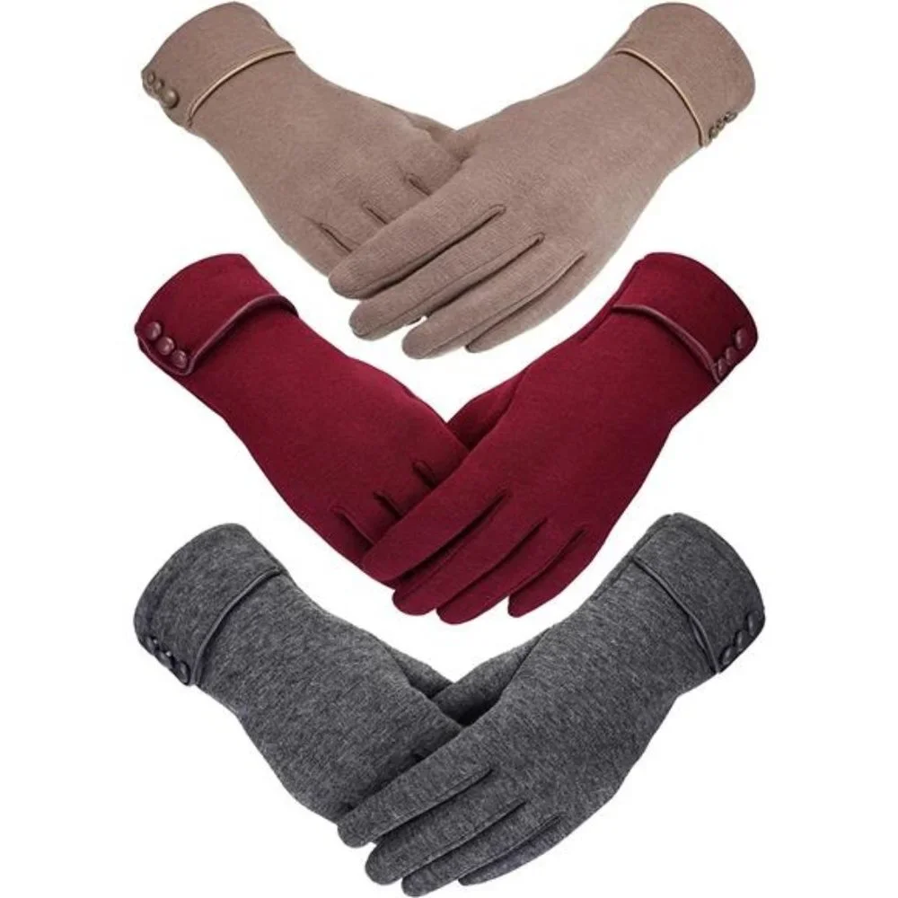 3 Pairs Women Winter Gloves Warm Touchscreen Gloves